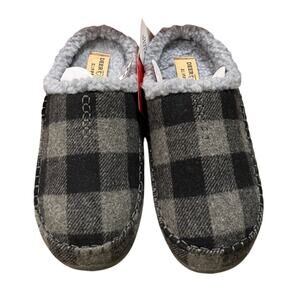 NEW Deer Stags Nordic Plaid Slippers‎ Faux Shearling Check Men’s 7 Women’s 9
